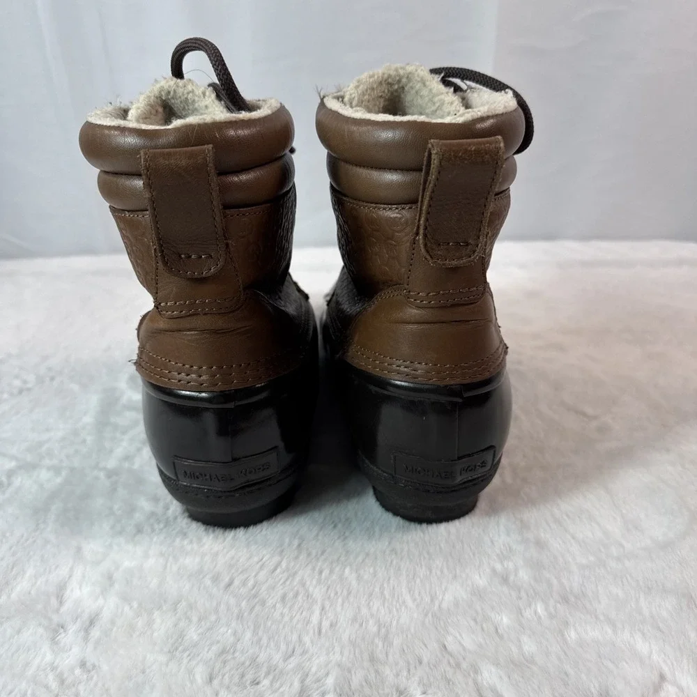 Michael Kors Easton Lace- Up Duck Boots In Brown Women's Size 8 Medium - Picture 4 of 6